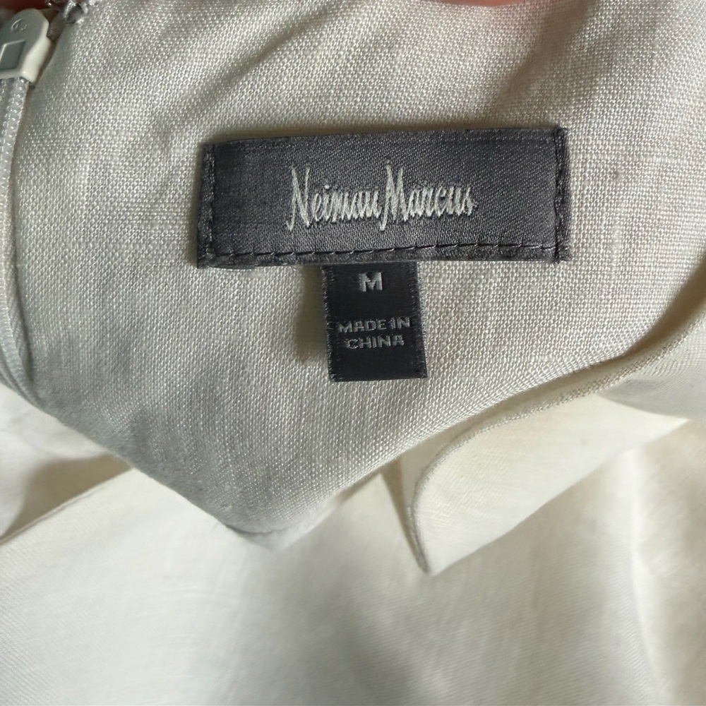 Neiman Marcus ivory 100% linen sleeveless Midi Dress - Picture 6 of 10